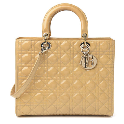 Christian Dior Patent Cannage Large Lady Dior Beige 1 of 8