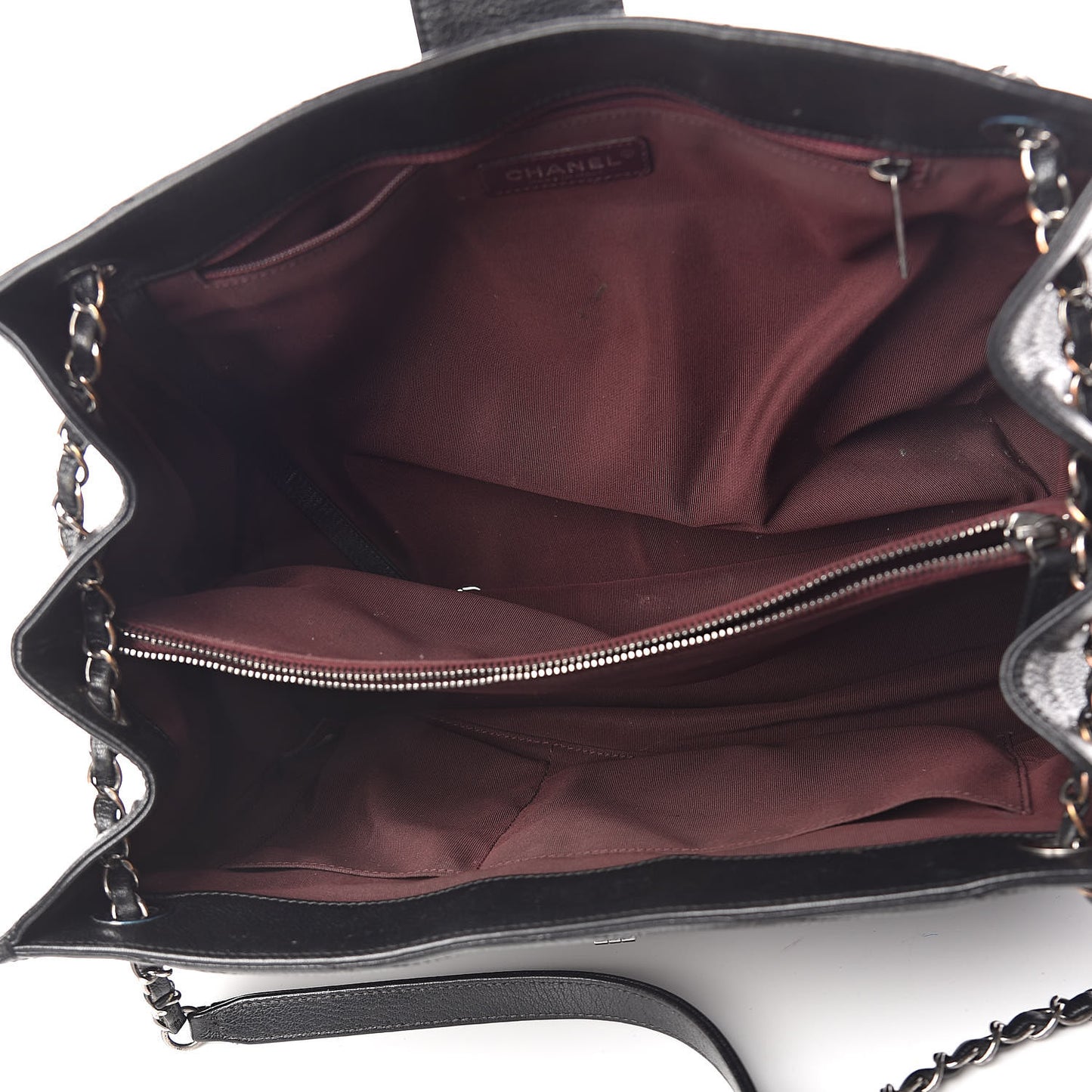 Shiny Goatskin Chevron Quilted Large Gabrielle Shopping Tote Black
