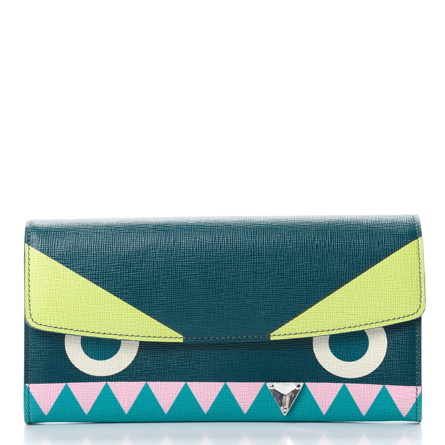 Vitello Crystal Tooth Monster Continental Wallet Oceano Multicolor