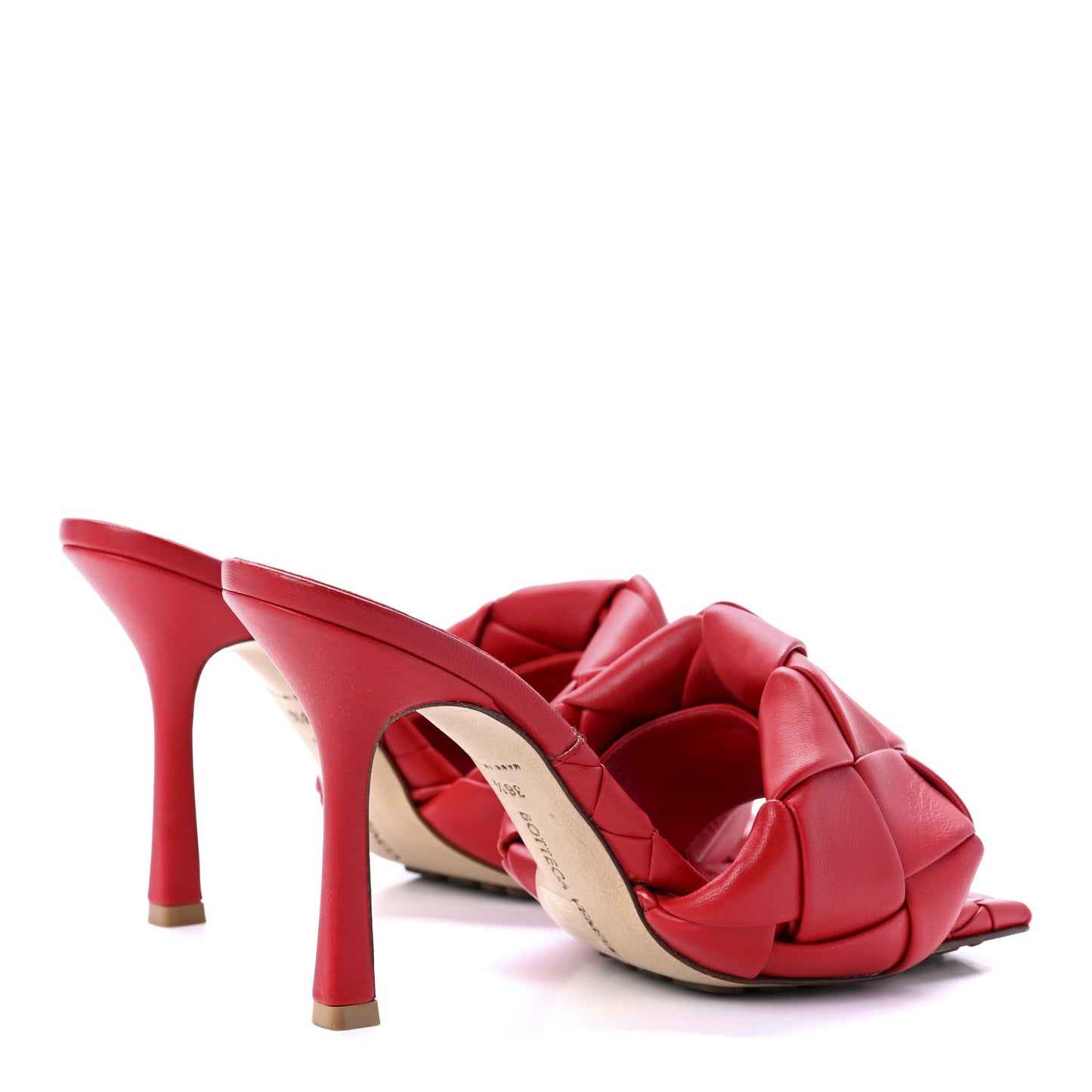 Nappa Maxi Intrecciato Lido 90mm Mule Sandals 36.5 Bright Red