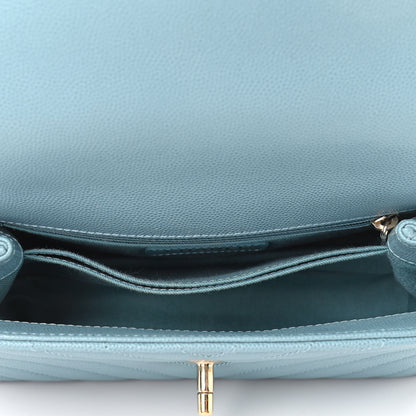 Chanel Caviar Chevron Quilted Mini Coco Handle Flap Sky Blue 4 of 4