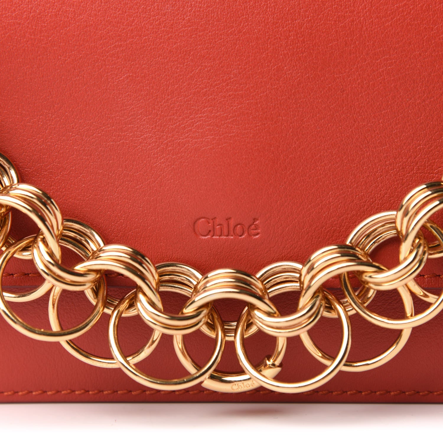 Chloe Calfskin Drew Bijou Clutch Earthy Red 10 of 10