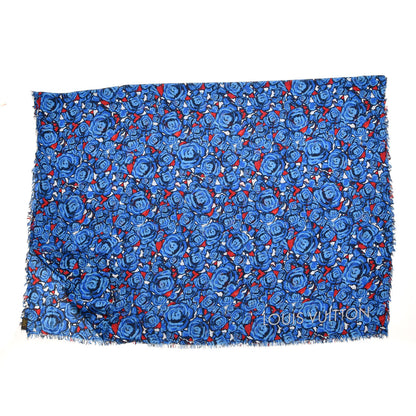 Louis Vuitton Modal Silk Rock'n'Roses Stole Blue 3 of 6