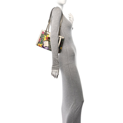 Gucci GG Supreme Monogram Flora Textured Calfskin Small Padlock Tote Beige Ebony Multicolor Mystic White 2 of 17