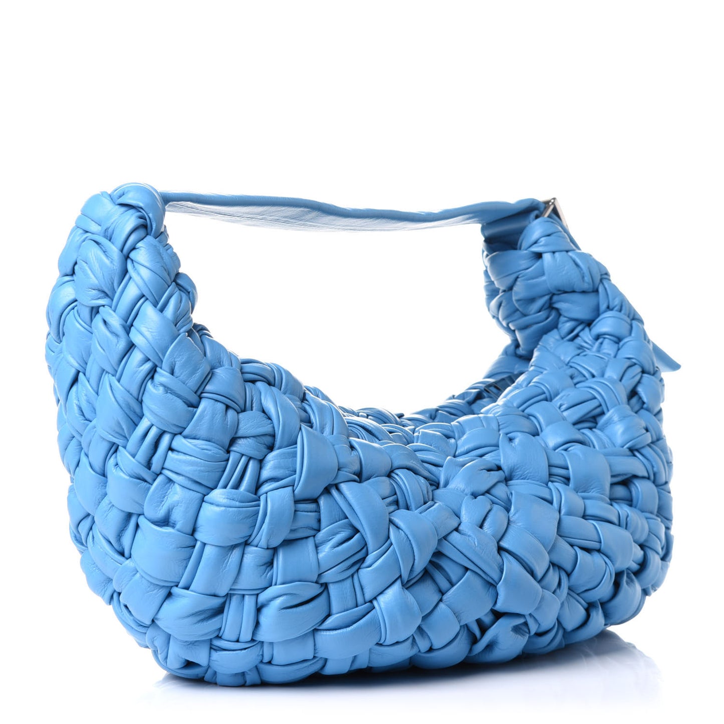 Paper Calfskin Intrecciato Banana Shoulder Bag Blue