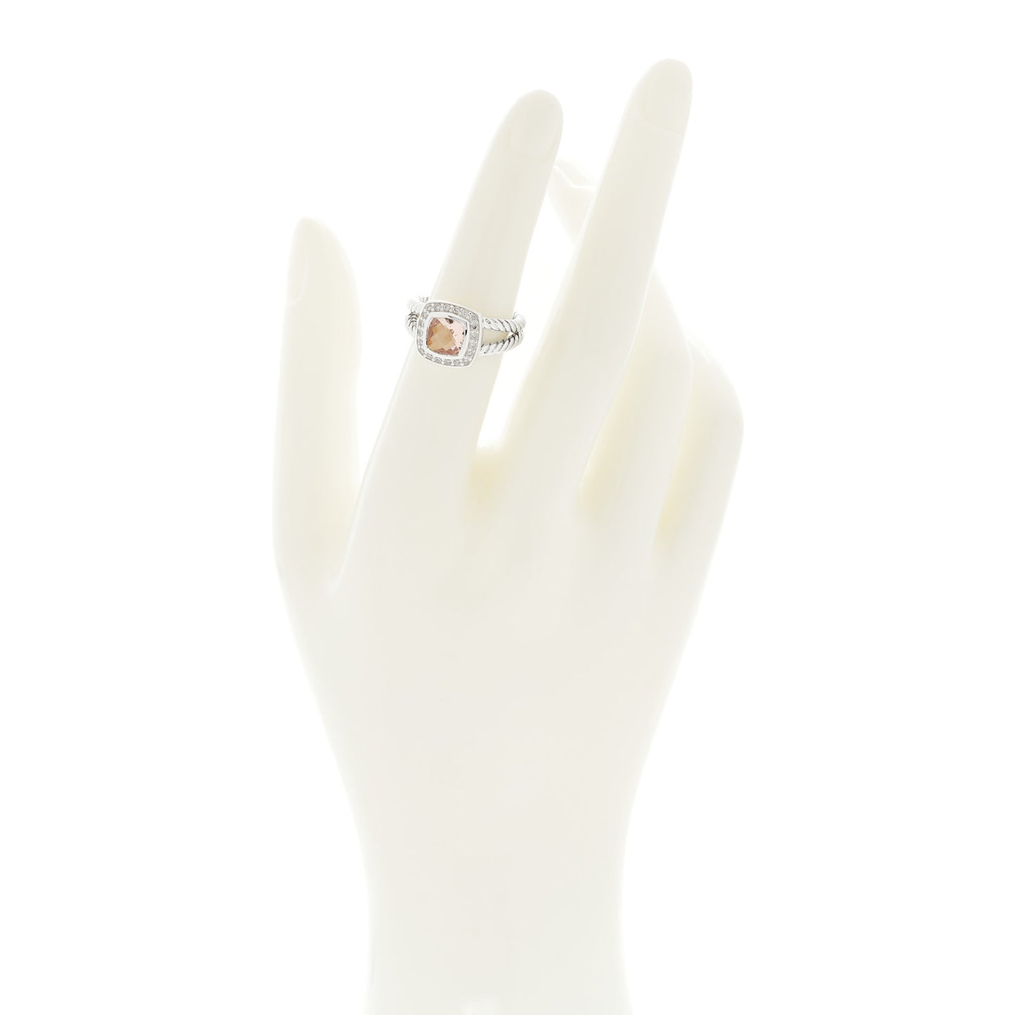 Sterling Silver Diamond Morganite 7mm Petite Albion Ring 51 5.75