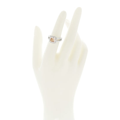 David Yurman Sterling Silver Diamond Morganite 7mm Petite Albion Ring 51 5.75 2 of 4