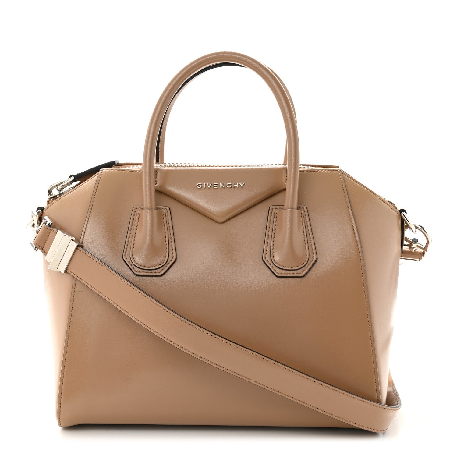 Givenchy Shiny Lord Calfskin Small Antigona Dark Beige 1 of 10