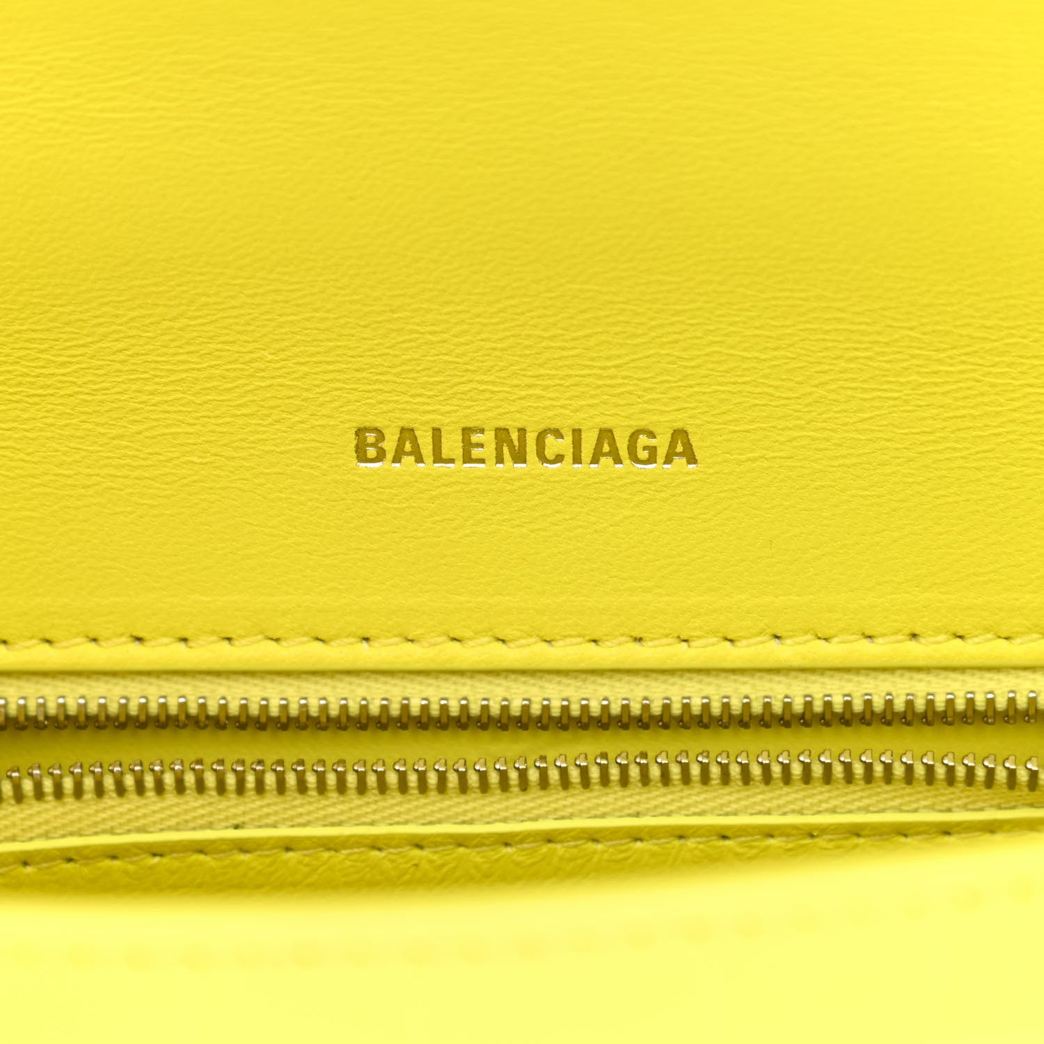 Balenciaga Shiny Calfskin Crocodile Embossed Small Hourglass Top Handle Bag Light Yellow 6 of 11