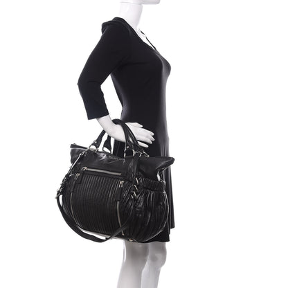 Miu Miu Nappa Plisse Zip Satchel Black 2 of 11