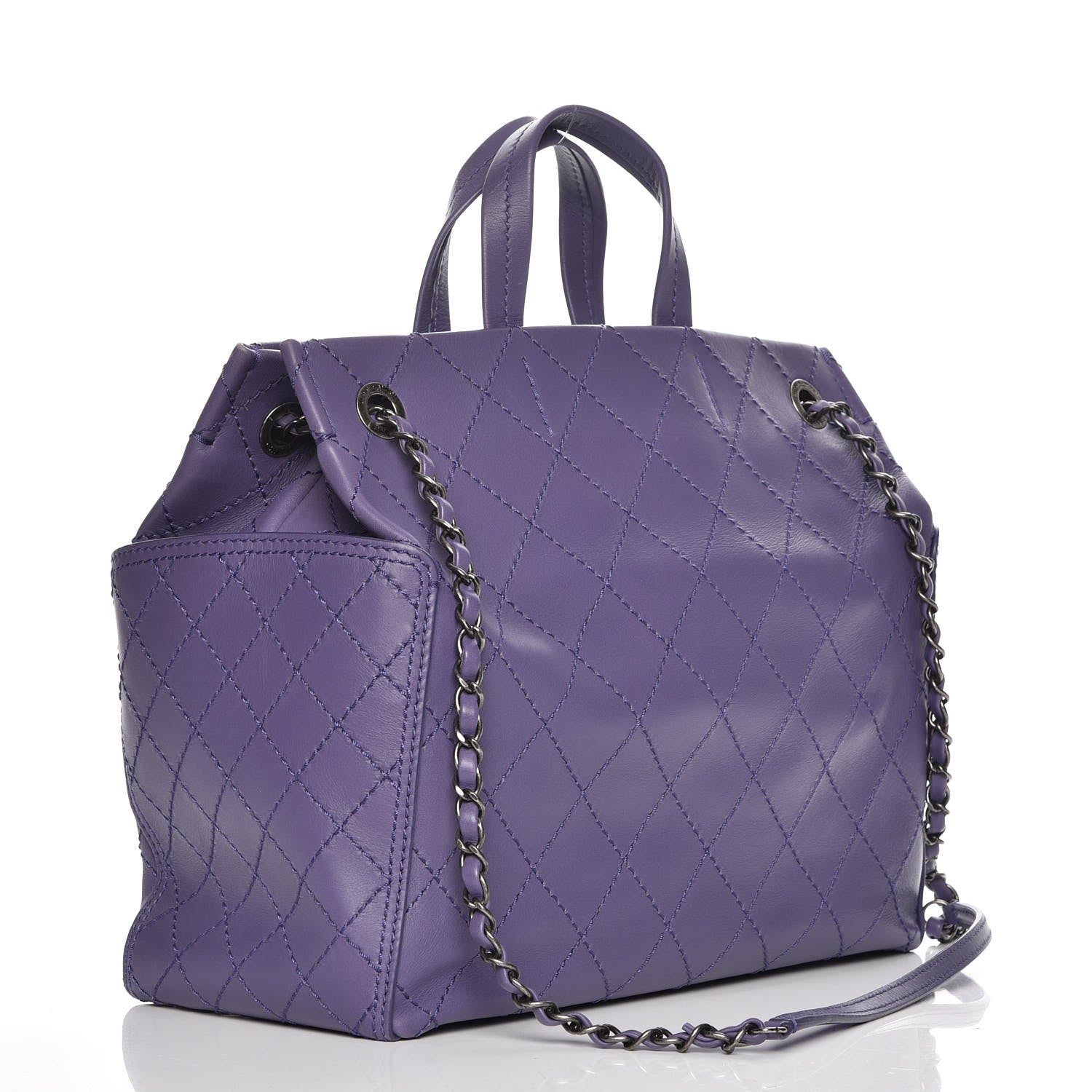 Chanel Calfskin Small CC Pocket Tote Purple 4 of 8