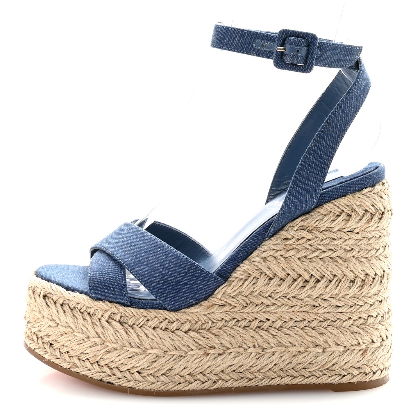 Denim Mariza Zeppa 130 Espadrille Wedge Sandals 36 Blue Natural