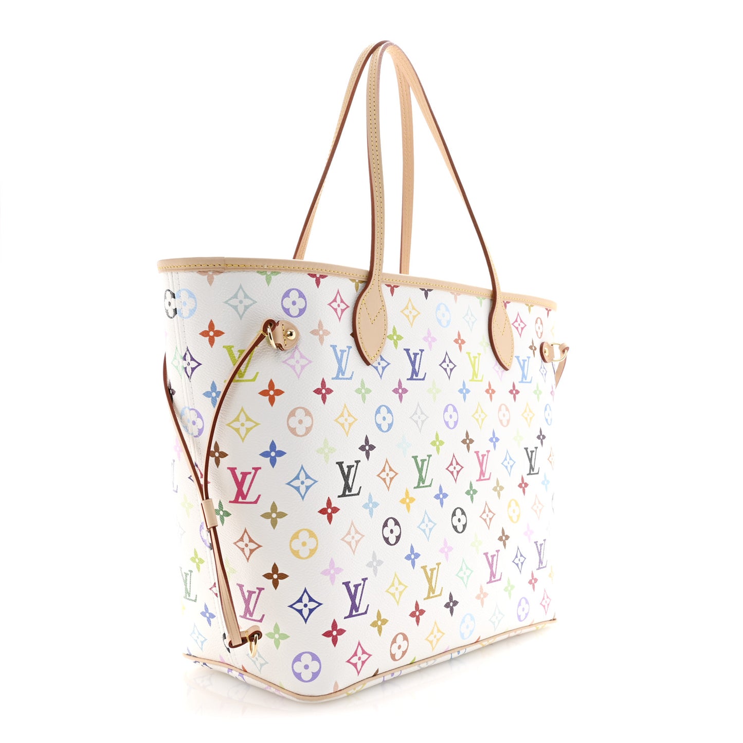 LV x TM Monogram Multicolor Neverfull MM White
