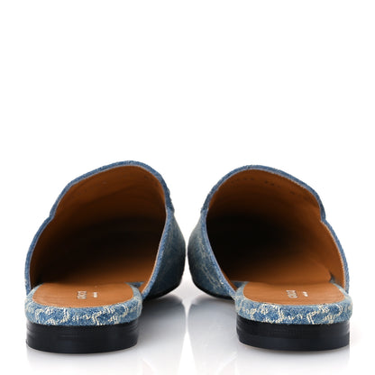 Gucci New Denim GG Malaga Kid Womens Princetown Slippers 39.5 Light Blue Royale 6 of 11
