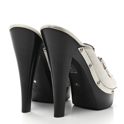 Gucci Cellarius Soft Calfskin Icon Bit Platform Clog High Heel Slide Sandals 40 Great White 4 of 9