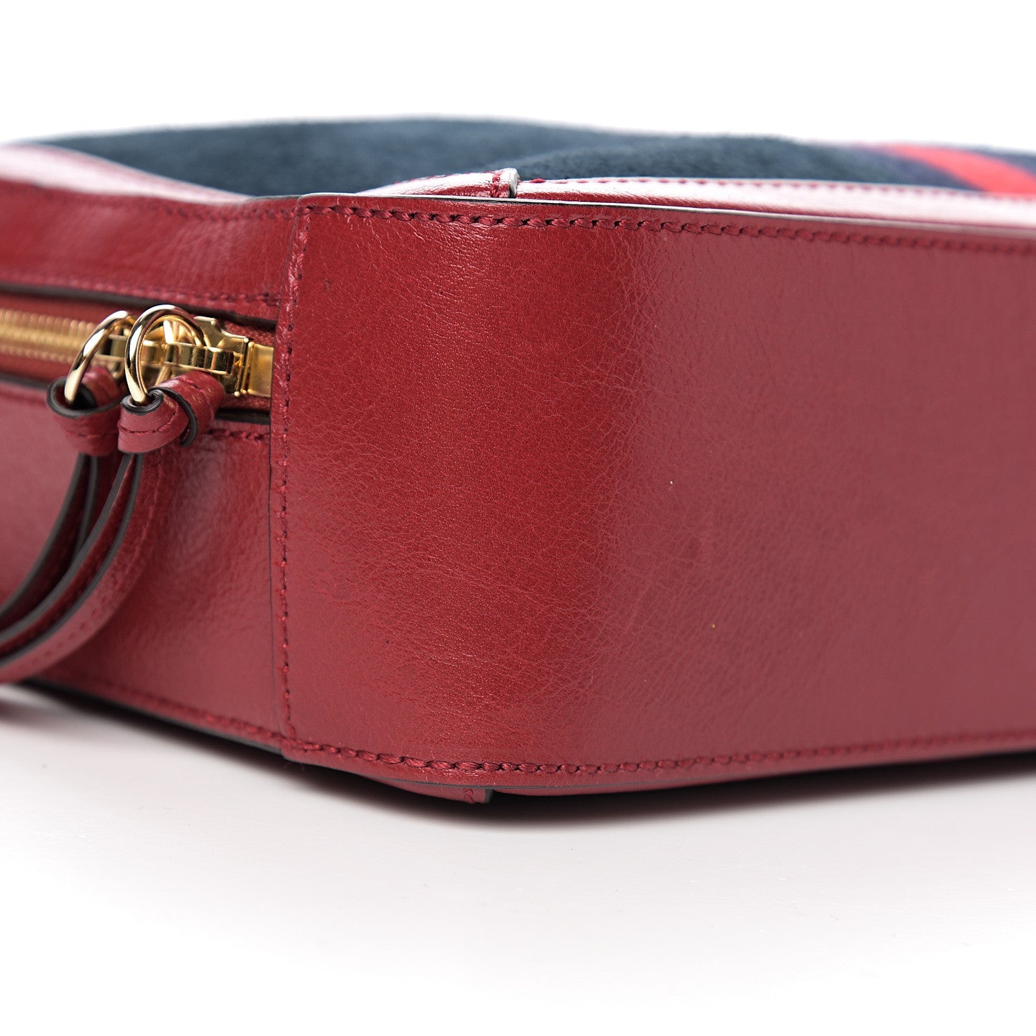 Gucci Suede Calfskin Web Small Ophidia Top Handle Shoulder Bag New Blue Romantic Cherry 7 of 9