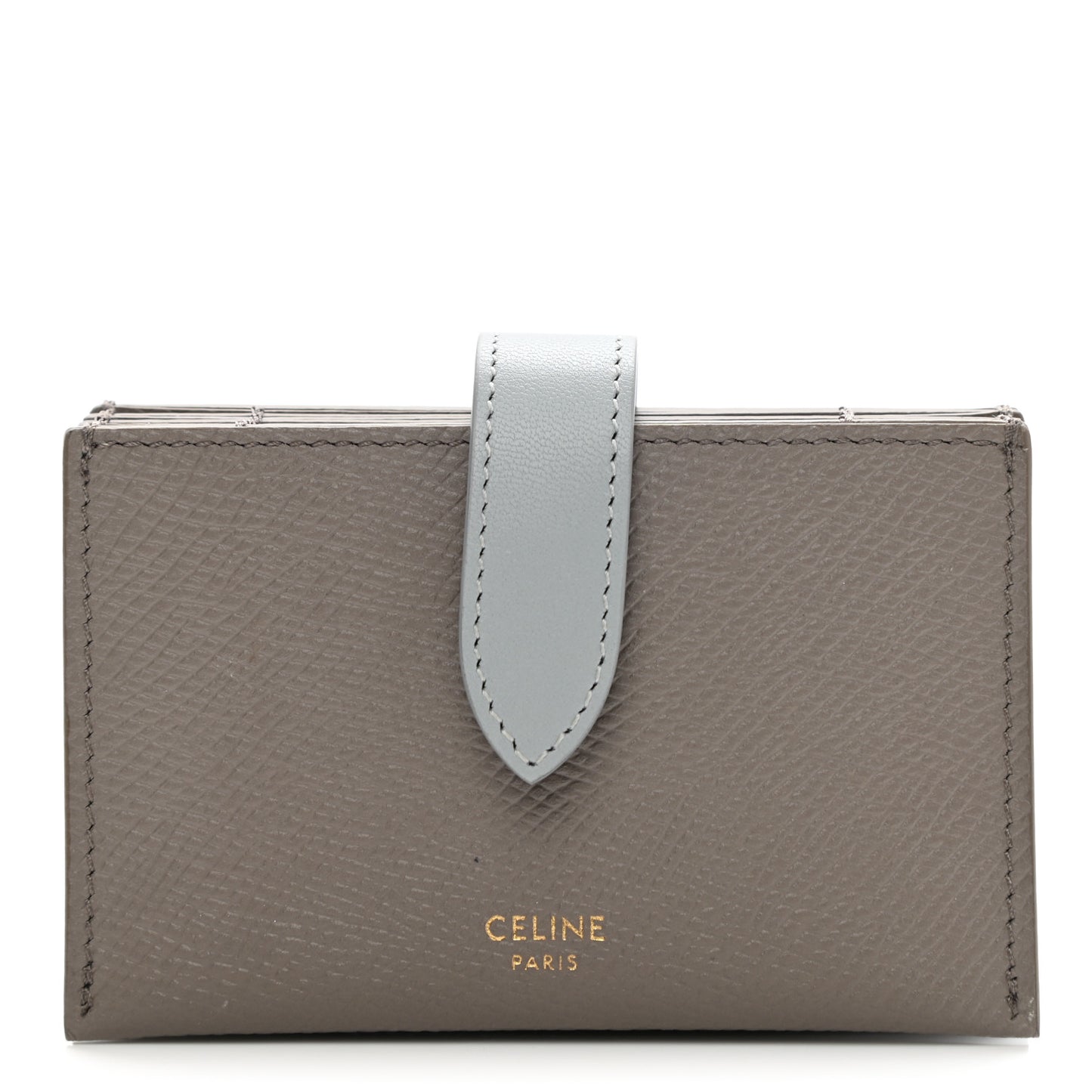 Grained Calfskin Accordion Card Holder Grey