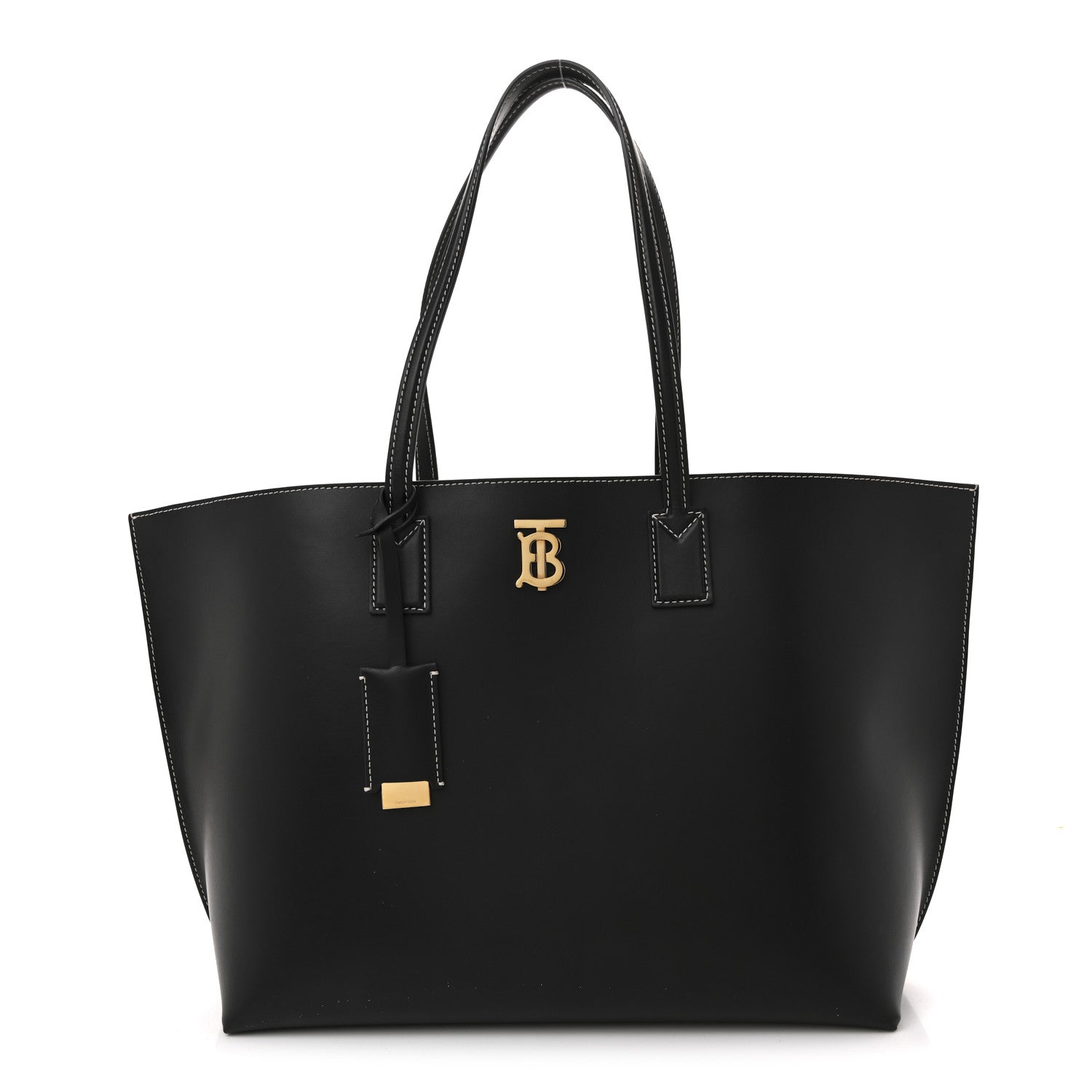 Burberry Calfskin Monogram Motif TB Medium Soft Tote Black 1 of 12