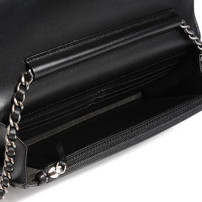 Chanel Lambskin Quilted Coco Boy Wallet On Chain WOC Black 5 of 7