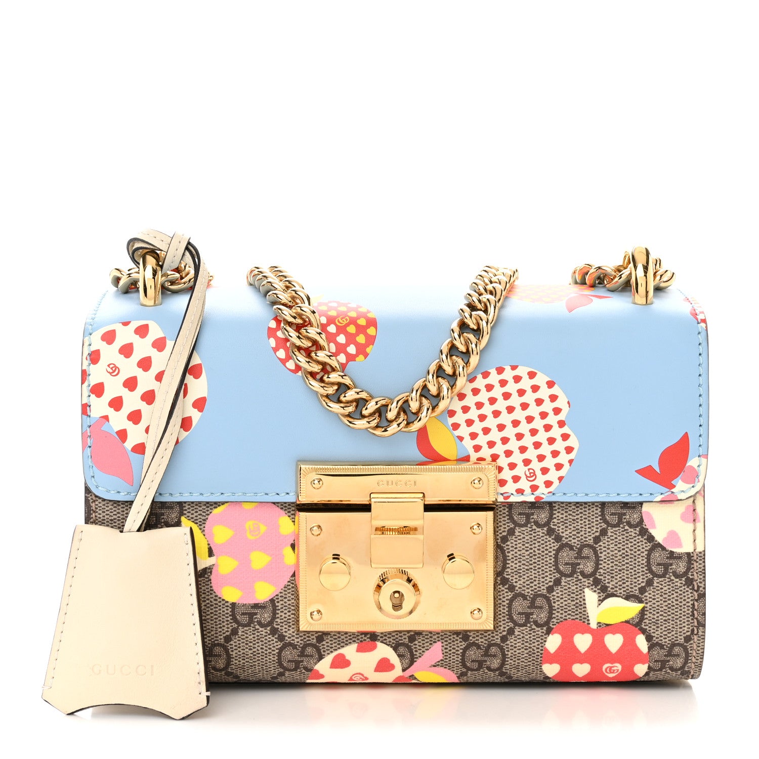 Gucci GG Supreme Monogram Les Pommes Small Padlock Shoulder Bag Beige Ebony Multicolor Abstract Blue 1 of 11