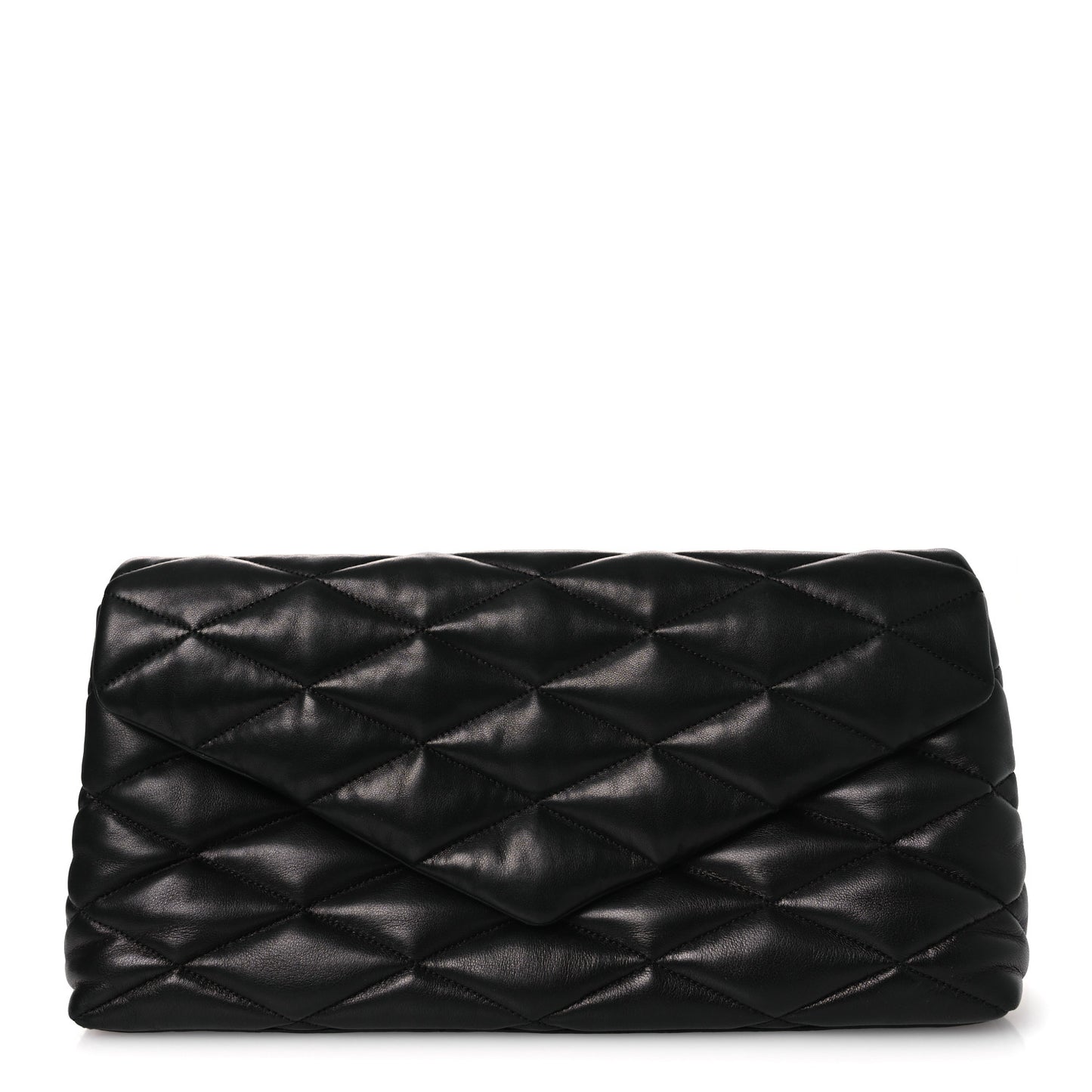Lambskin Quilted Sade Puffer Envelope Clutch Black