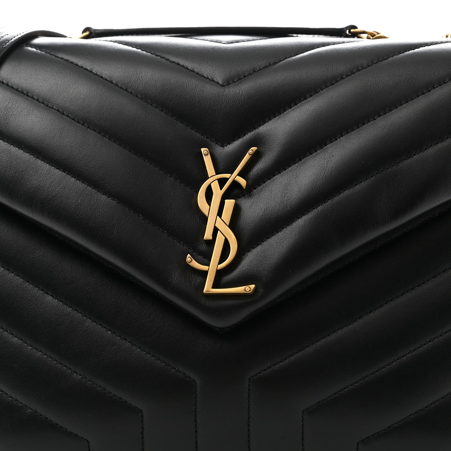 Calfskin Y Quilted Monogram Medium Loulou Chain Satchel Black