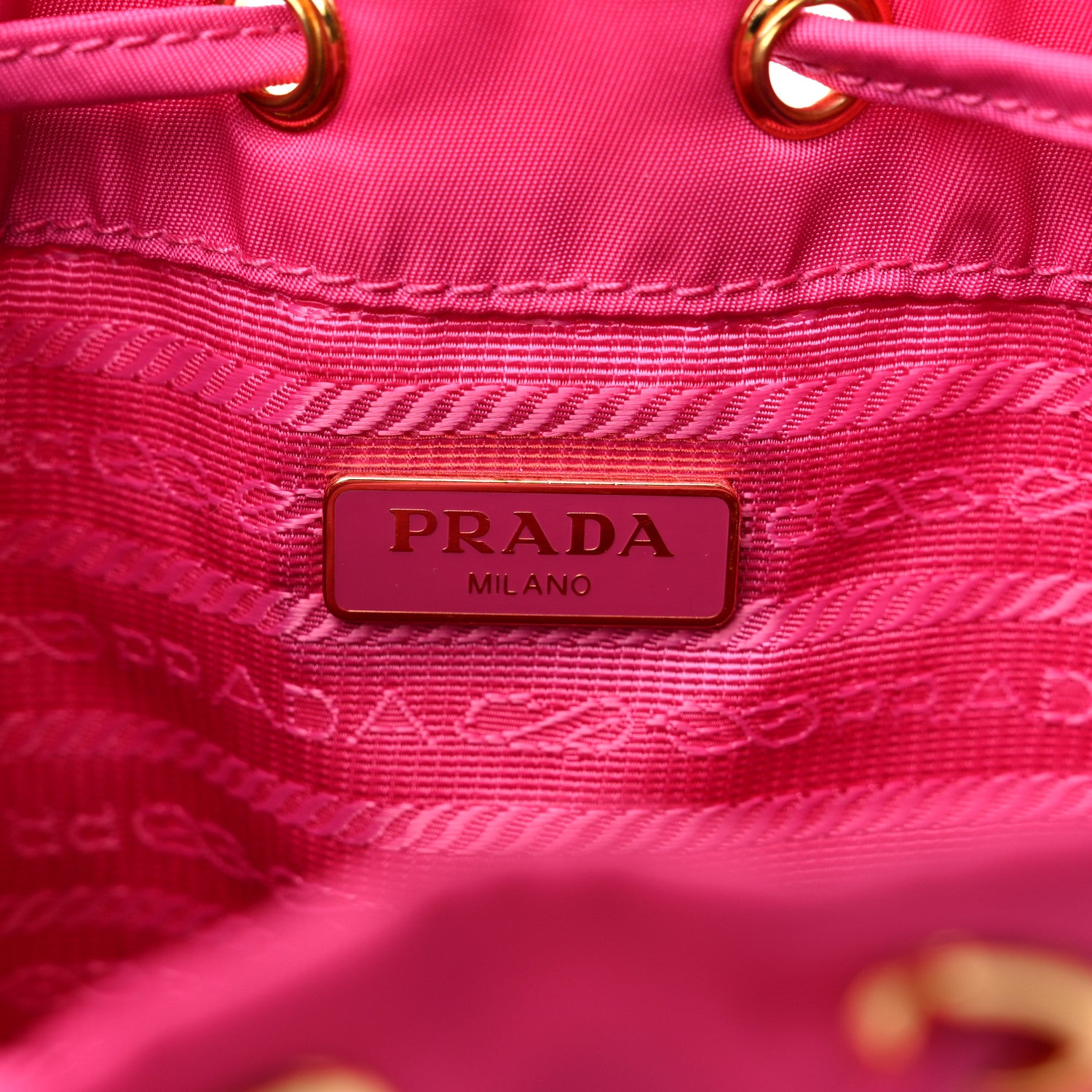 Prada Saffiano Tessuto Nylon Vela Bucket Wristlet Ibisco 6 of 9