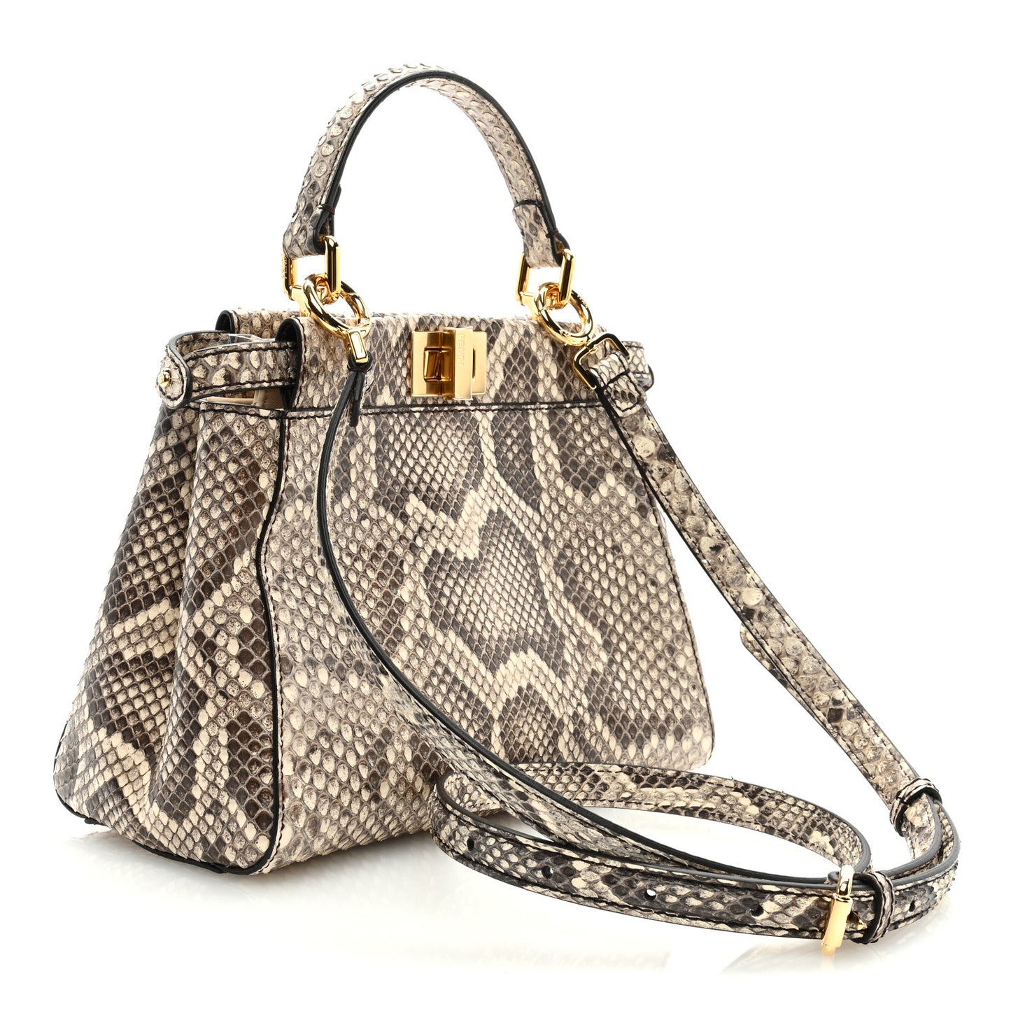 Snakeskin Shiny Nappa Mini Peekaboo Iconic Satchel Daisy Roccia Camelia