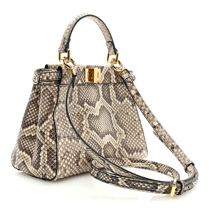 Fendi Snakeskin Shiny Nappa Mini Peekaboo Iconic Satchel Daisy Roccia Camelia 3 of 9