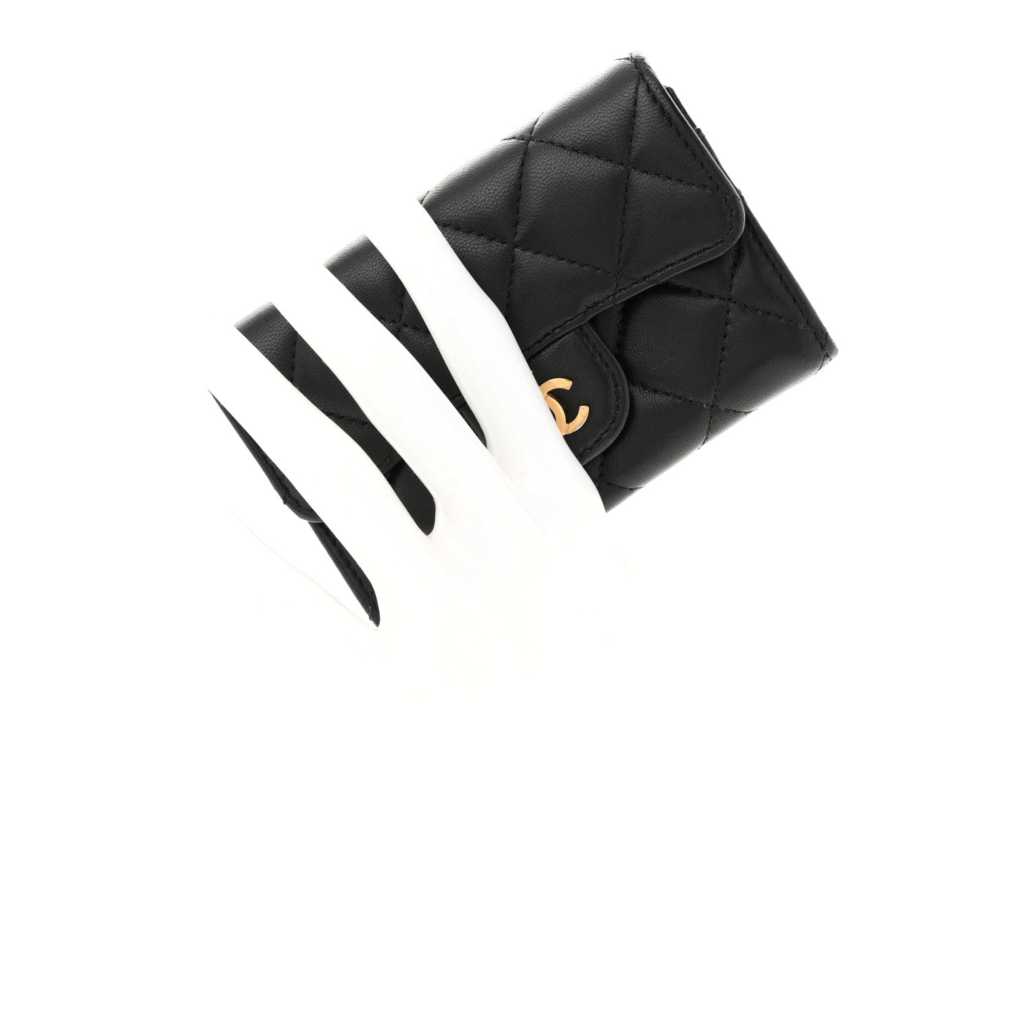 Chanel Lambskin Quilted Flap Card Holder Wallet Black 2 of 8