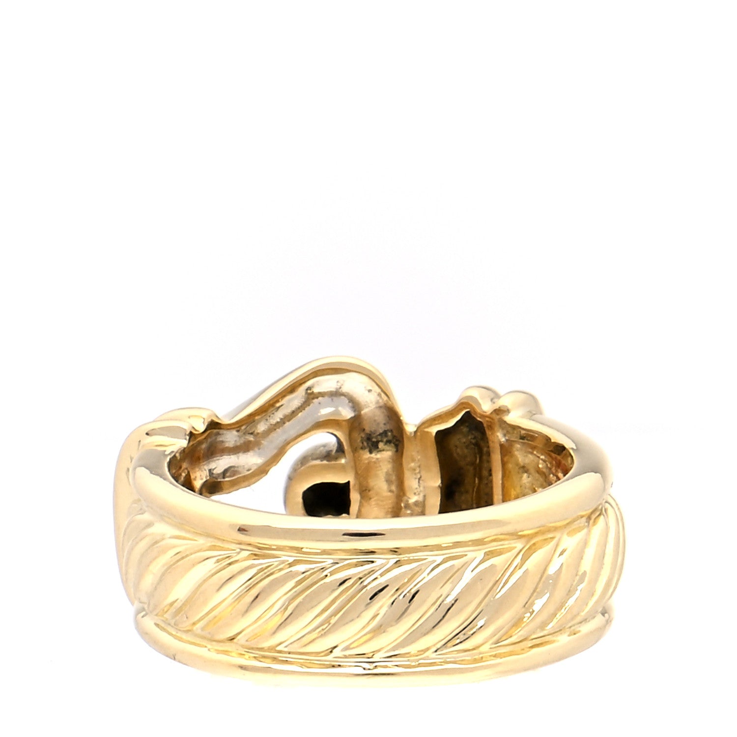 David Yurman 18K Yellow Gold Diamond Buckle Cable Ring 49 4.75 3 of 7