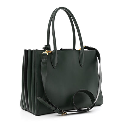 Prada City Calfskin Medium Colorblock Bibliothèque Tote Green Black 3 of 12