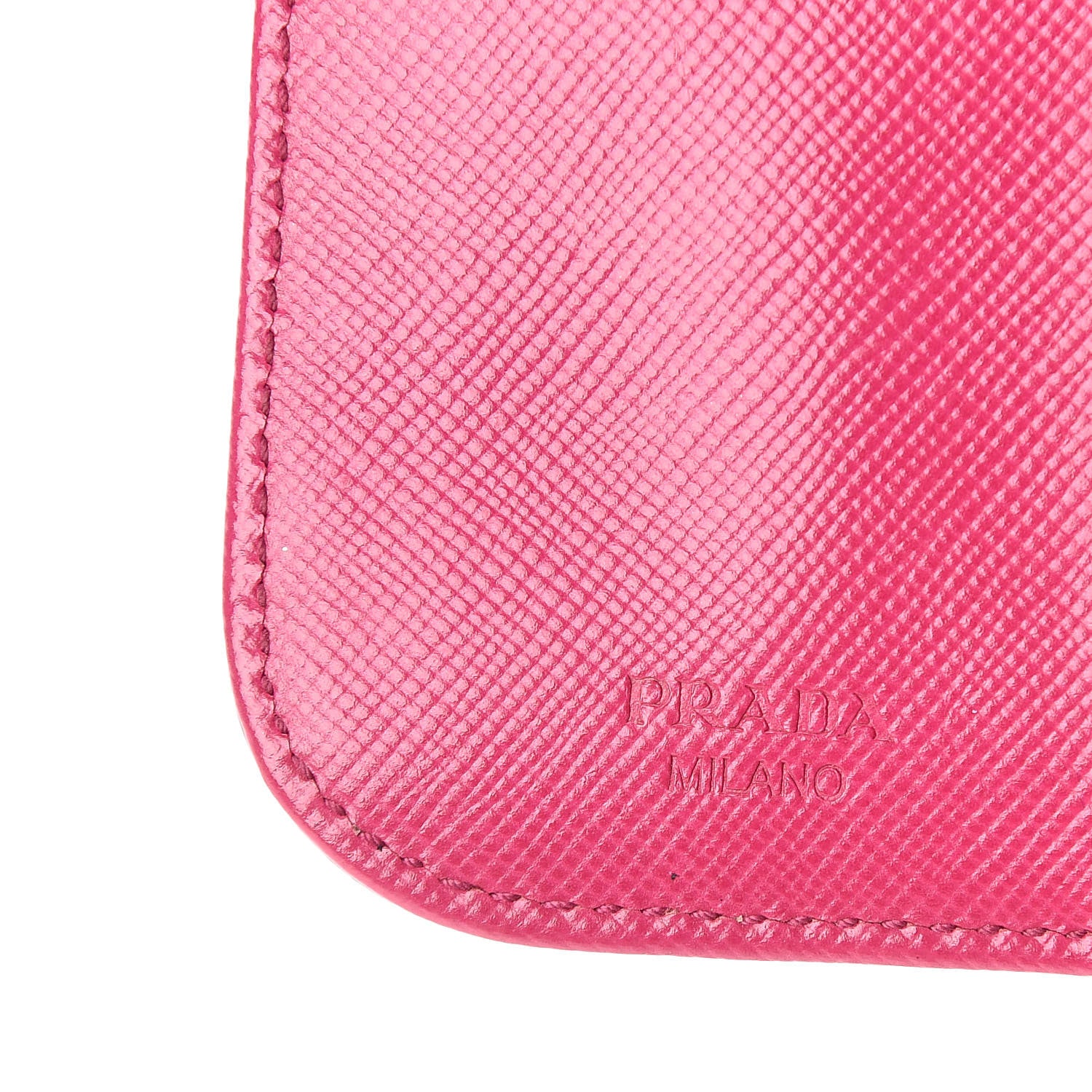 Prada Saffiano Metal Compact Zip Around Wallet Peonia 7 of 10