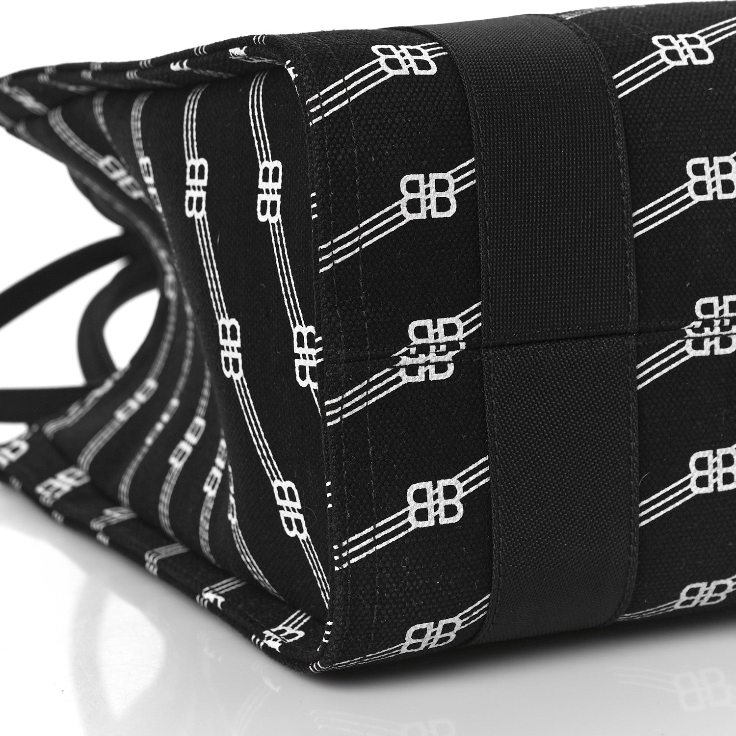 Balenciaga Cotton Canvas Diagonal BB Monogram Small Sharp Tote Black White 7 of 8