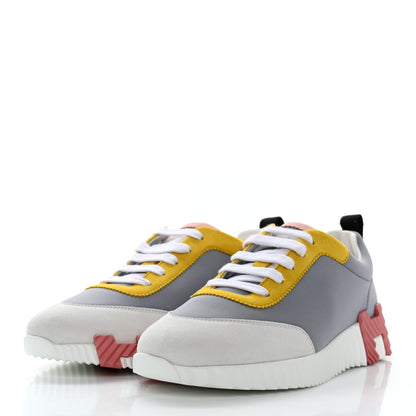 Hermes Technical Canvas Suede Goatskin Bouncing Sneakers 38.5 Gris Multicolor 3 of 8