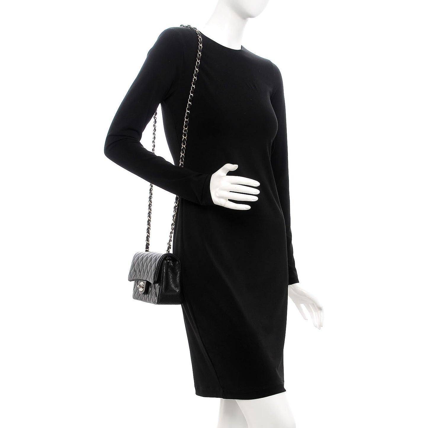 Caviar Quilted Mini Rectangular Flap Black