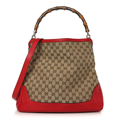 Gucci Monogram Medium Diana Bamboo Shoulder Bag Red 1 of 9
