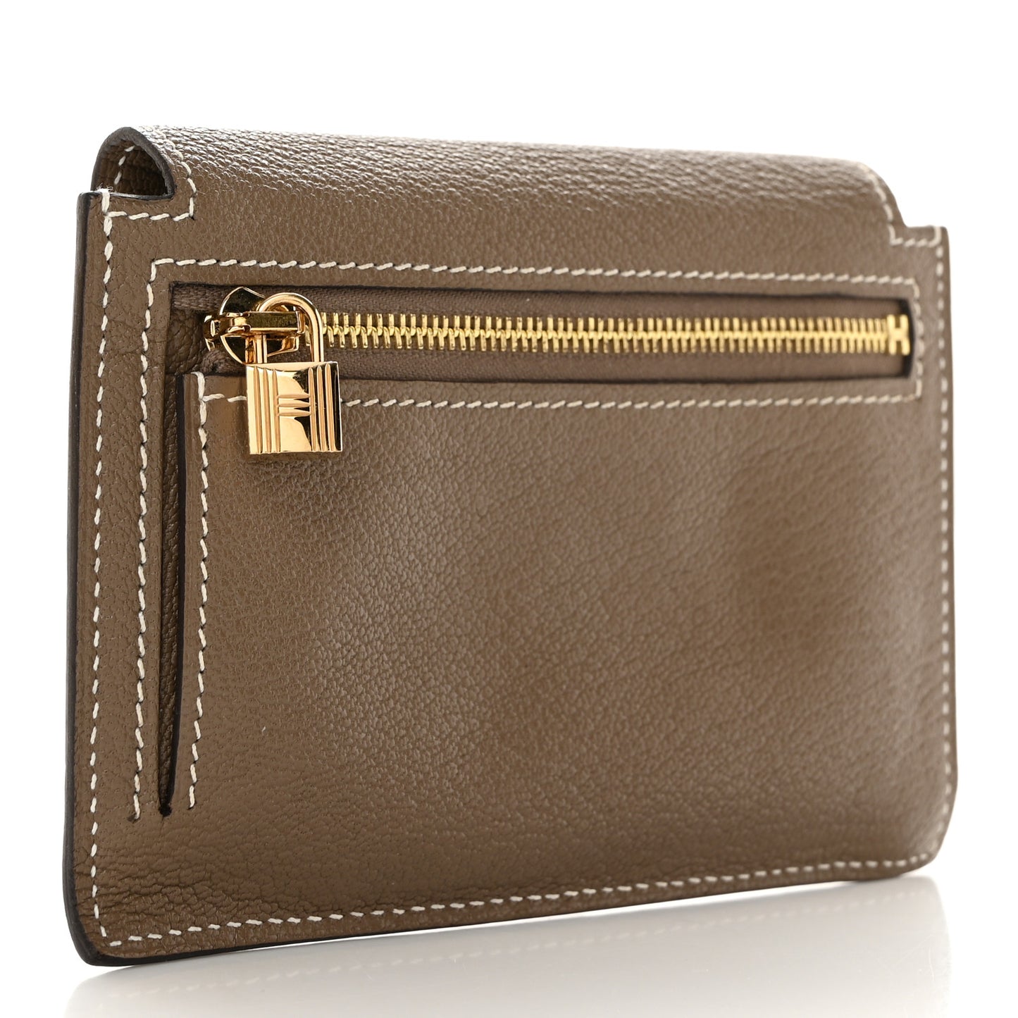 Chevre Mysore Kelly Pocket Compact Wallet Etoupe