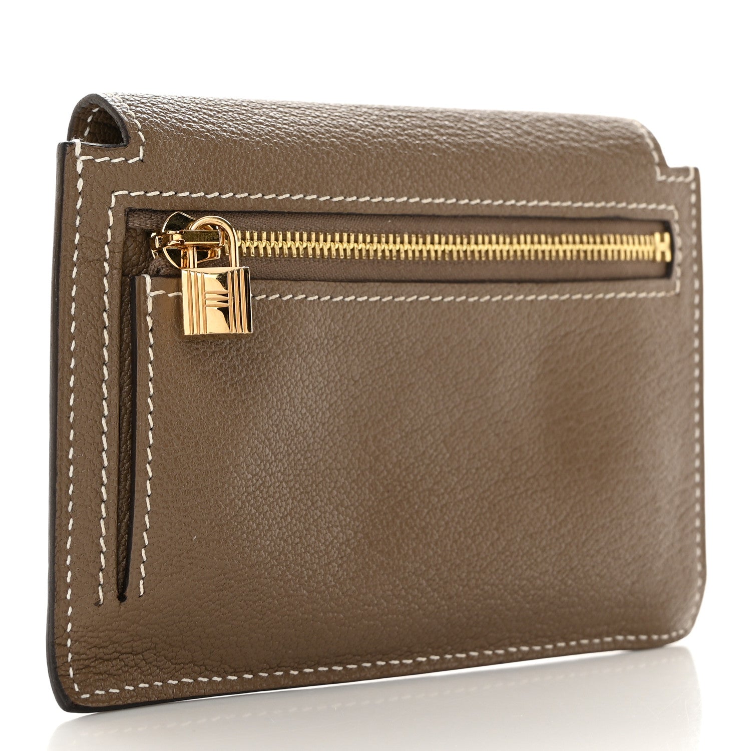 Hermes Chevre Mysore Kelly Pocket Compact Wallet Etoupe 4 of 9