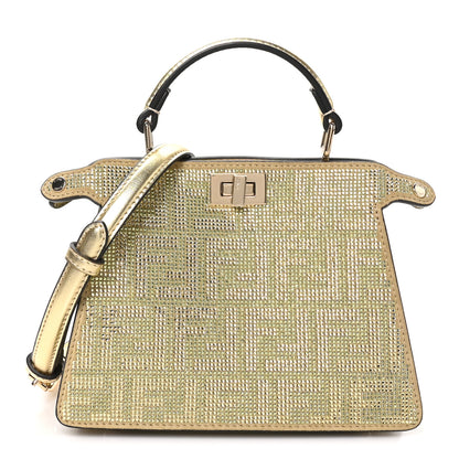 Fendi Crystal Vitello Laminato FF Petite Peekaboo I SEE U Satchel Crystal Platinum Light Gold 1 of 9