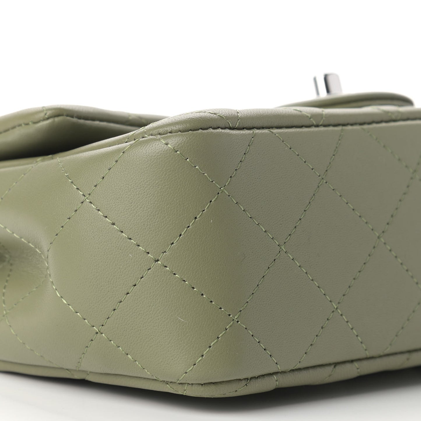 Lambskin Quilted Mini Rectangular Flap Green