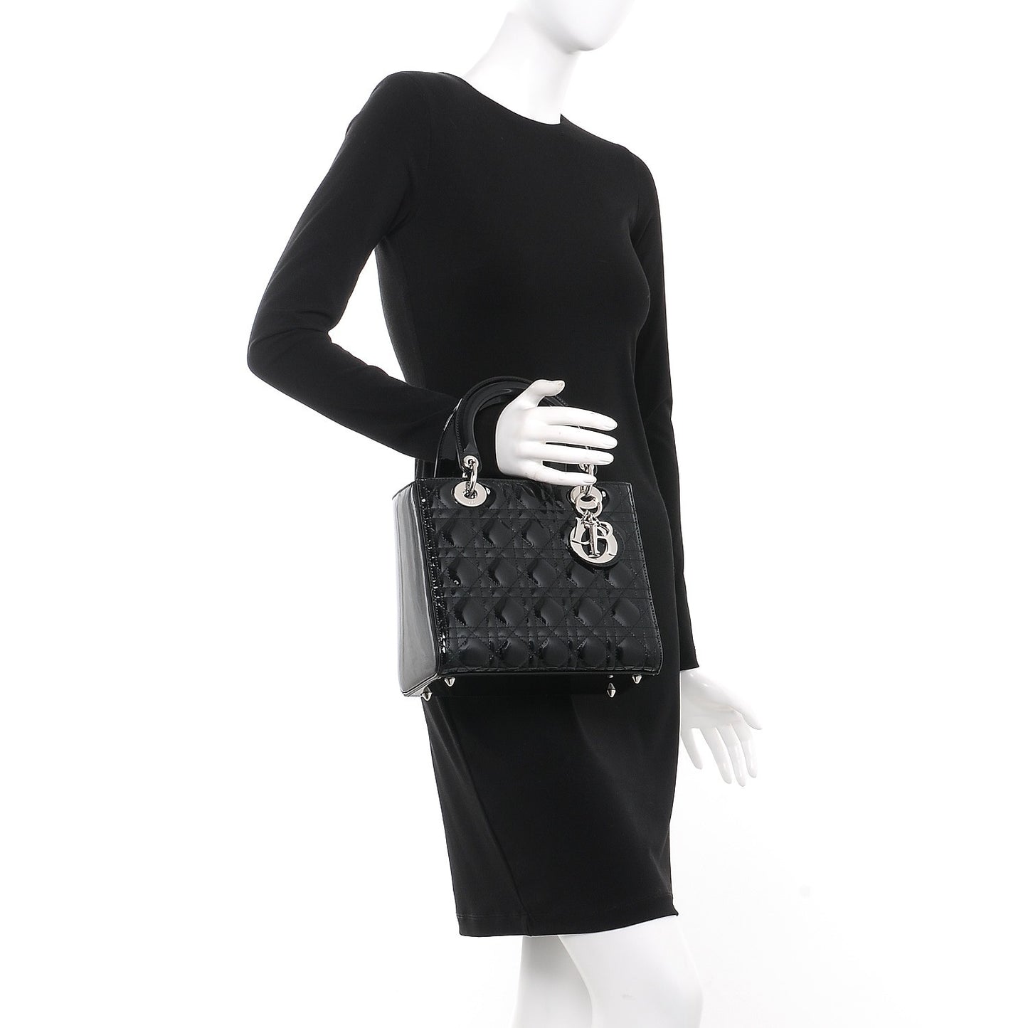 Patent Cannage Medium Lady Dior Black