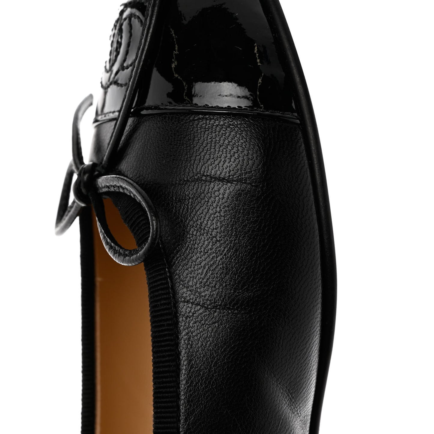 Lambskin Patent Cap Toe CC Ballerina Flats 37 Black