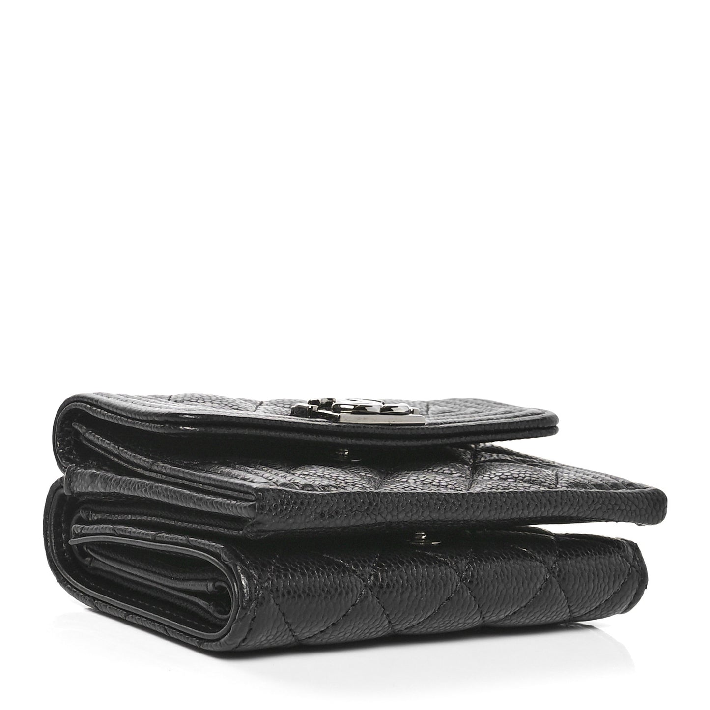 Caviar Quilted Small Boy Flap Wallet Black