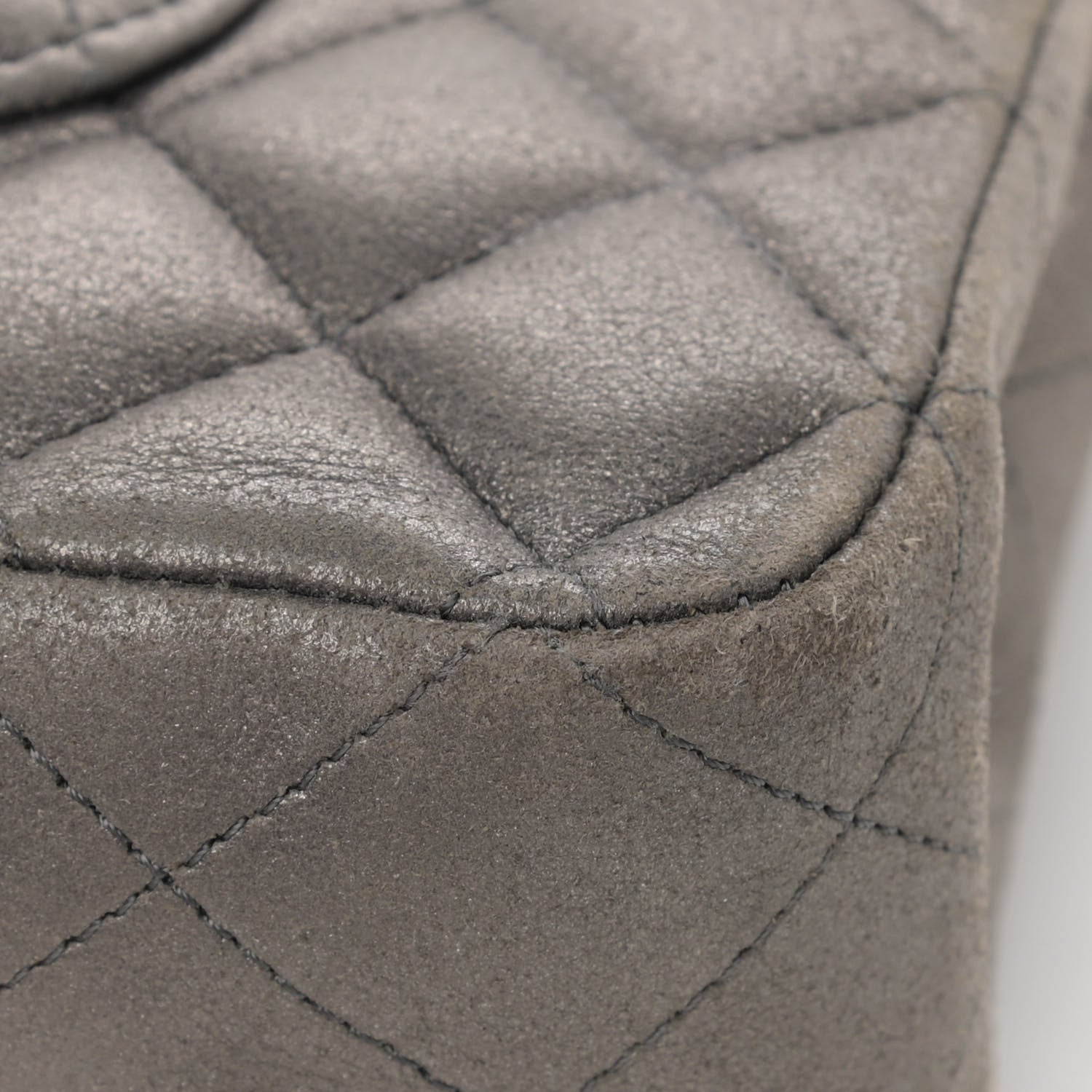 Chanel Metallic Lambskin Quilted Medium Double Flap Pewter 12 of 17