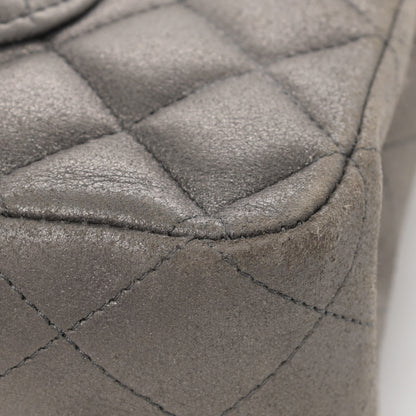 Chanel Metallic Lambskin Quilted Medium Double Flap Pewter 12 of 17