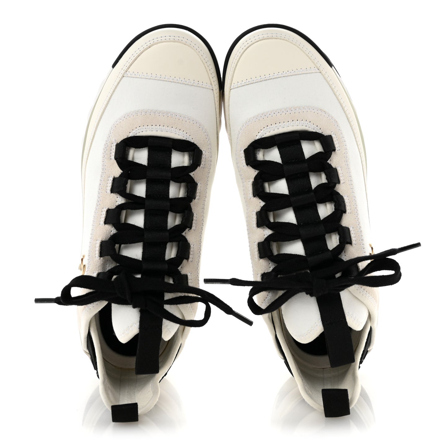 Velvet Calfskin Mixed Fibers CC Sneakers 37.5 Ivory Black