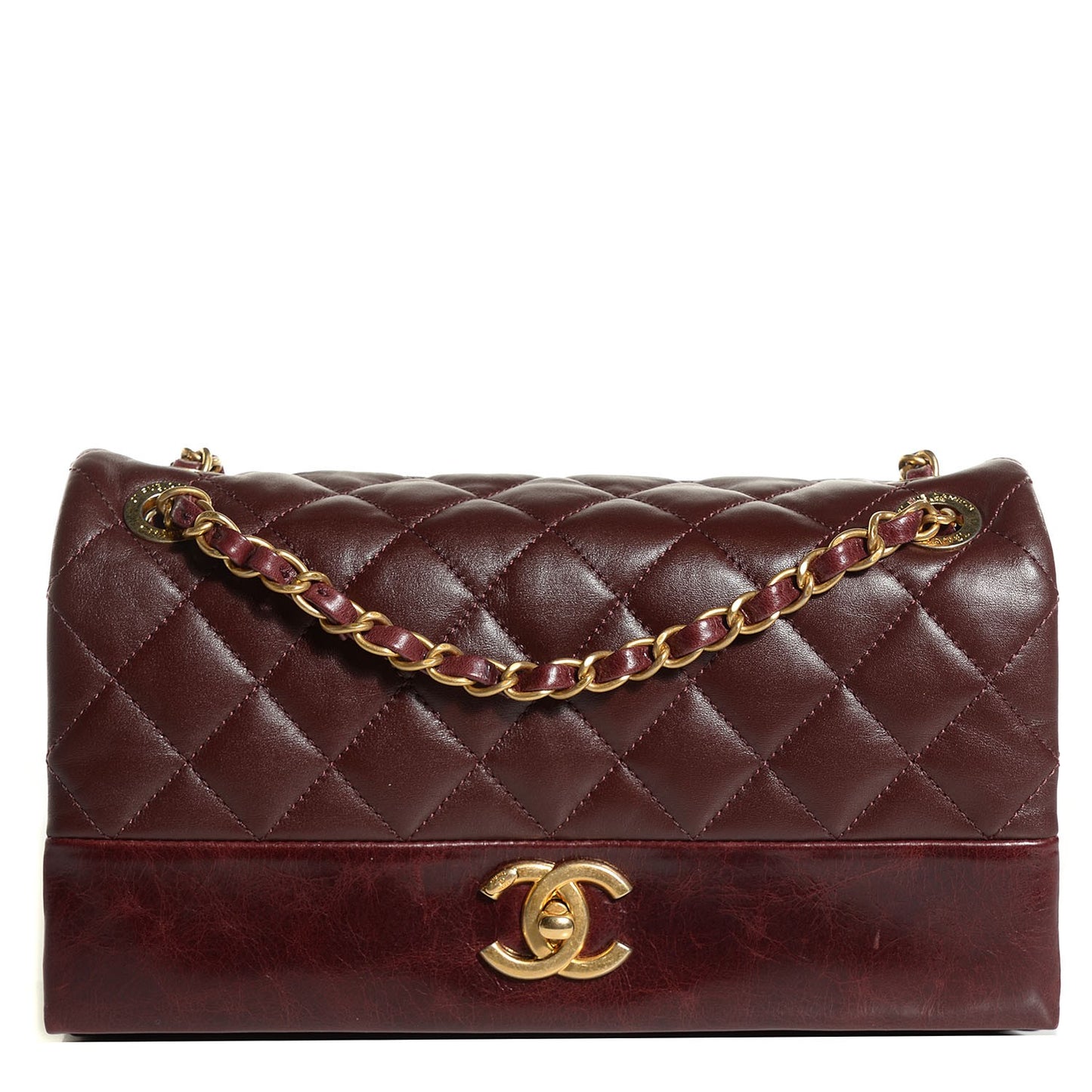 Calfskin Quilted Medium Soft Elegance Flap Burgundy