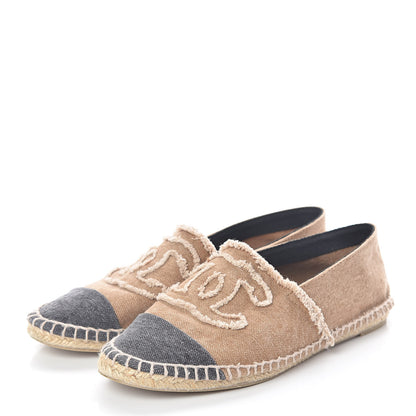 Chanel Canvas CC Espadrilles 37 Beige Black 3 of 7