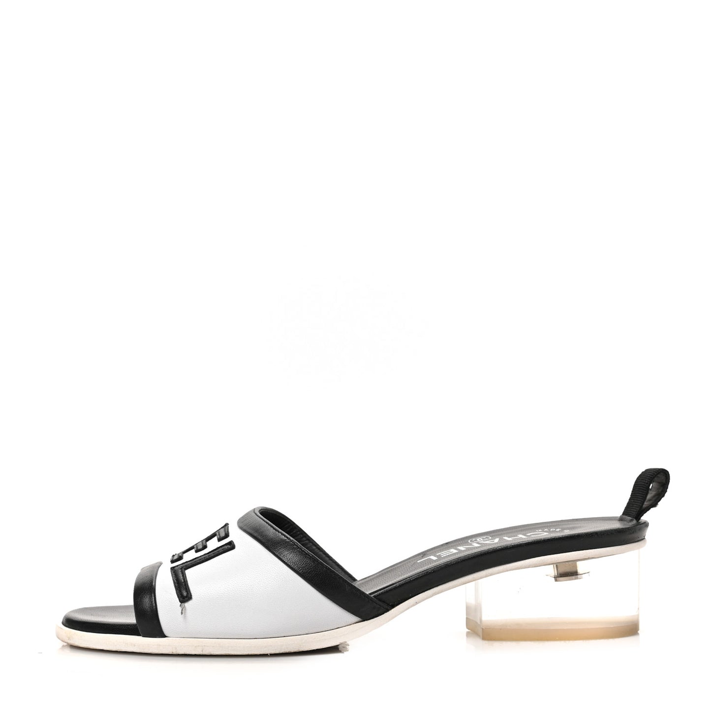 PVC Lambskin Logo Mules 38 Black